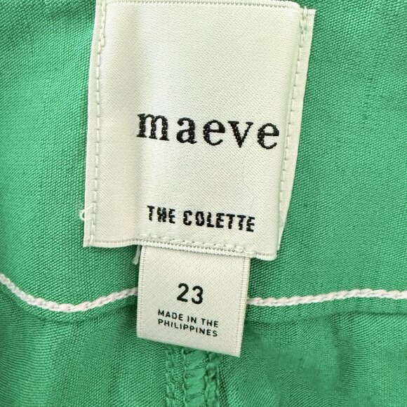 Anthropologie Colette Contrast Stitch Cropped Wide Leg Pants Maeve Size 23 Green - Picture 7 of 11